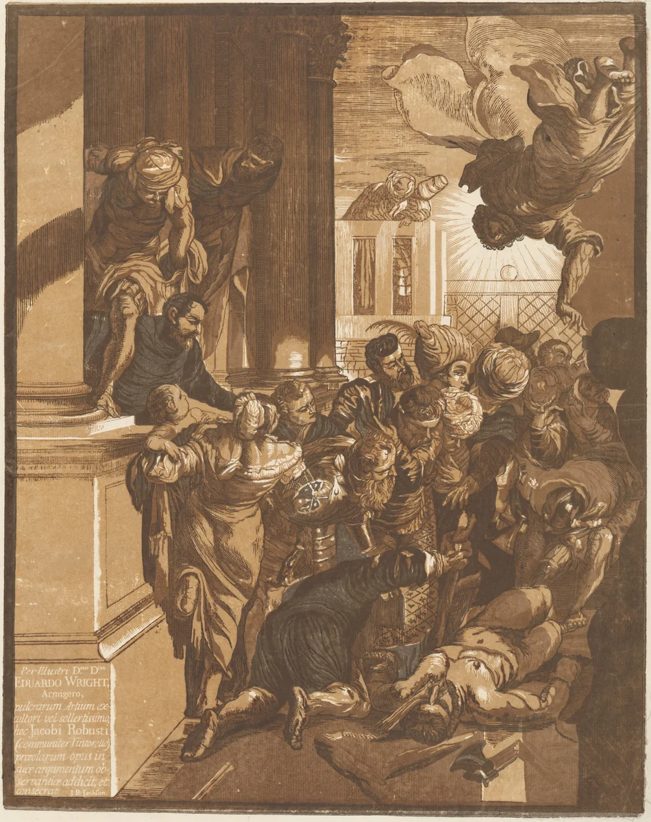 The Miracle of Saint Mark (left side) by John Baptist Jackson, print, 1701-1780
