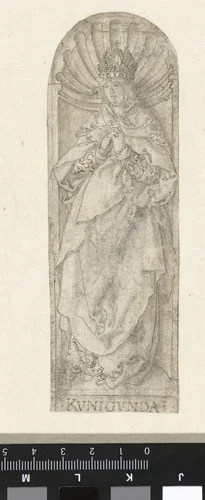 Keizerin Kunigunda in een nis by Heinrich Aldegrever, drawing, 1512-1558