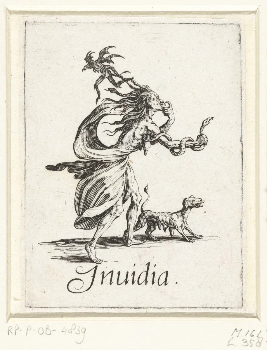 Afgunst by Jacques Callot, print, 1618-1625