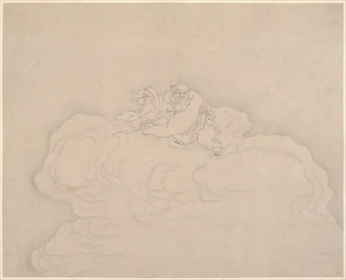 An Immortal on a Cloud with a Pair of Peaches by Unidentified Artist, painting, 1900-1911