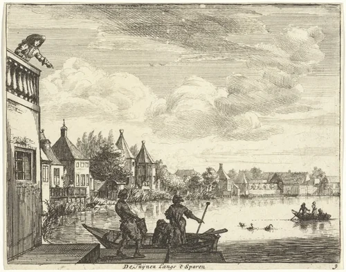 Gezicht op het Spaarne by Jan Vincentsz. van der Vinne, print, 1688-1690