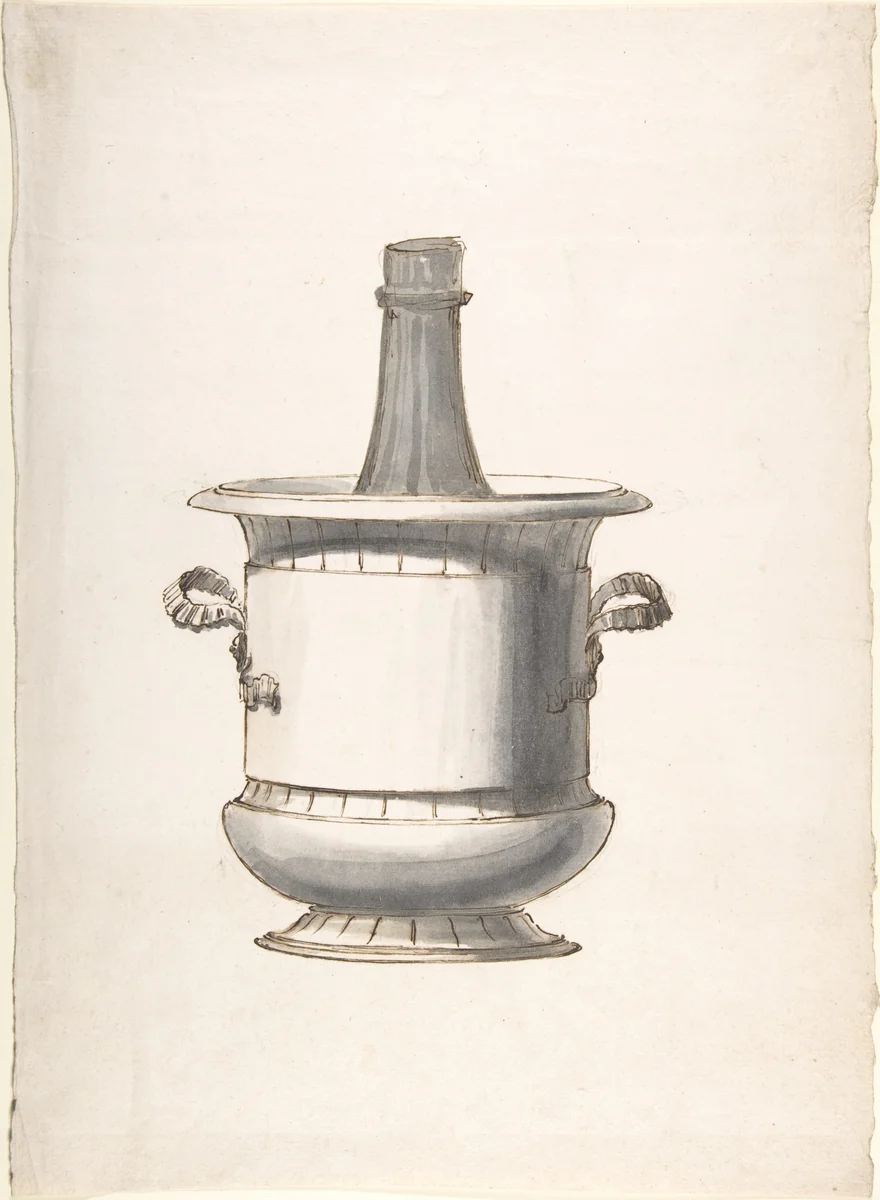 Wine Cooler with Bottle by anonymous, drawing, 1800-1900