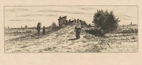 Aŭf Staŭfá Brŭck by Otto Henry Bacher, print, 1879