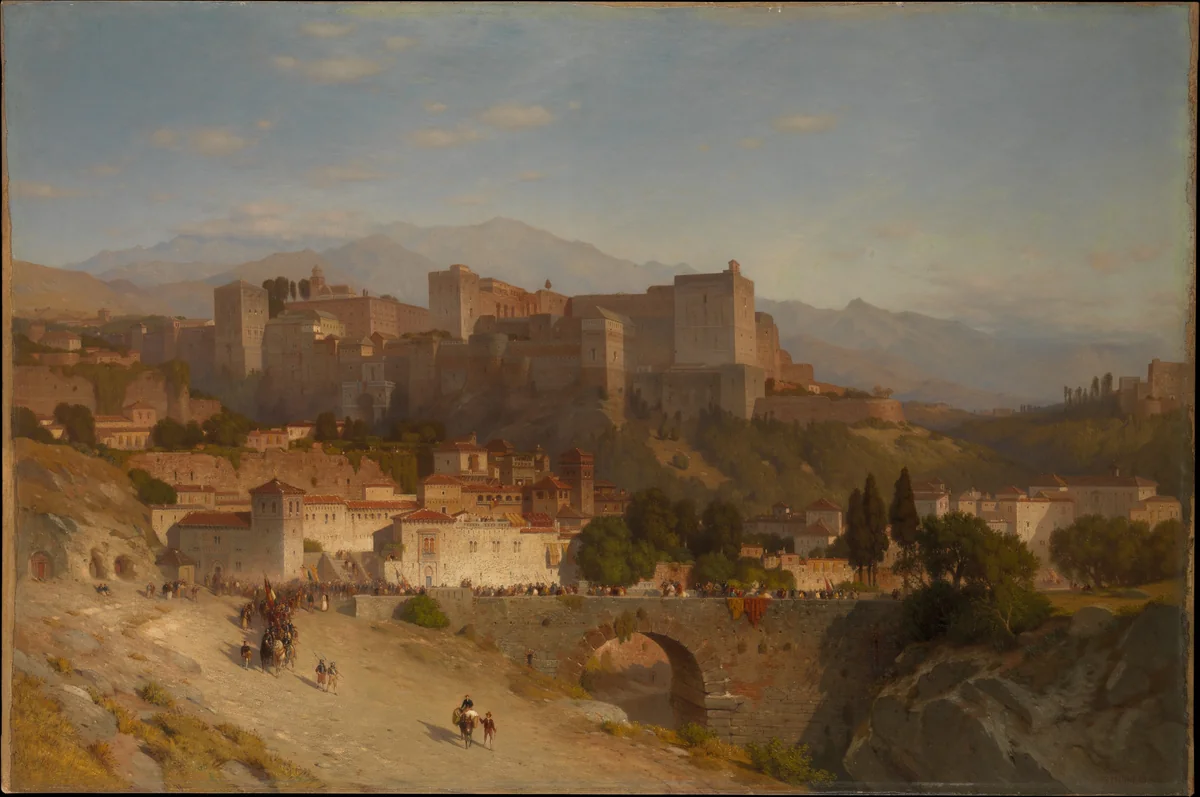 The Hill of the Alhambra, Granada by Samuel Colman, artwork, 1865