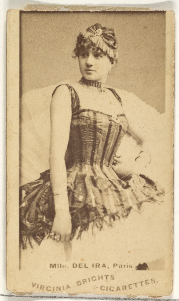 Mlle. Del Ira, Paris, from the Actors and Actresses series (N45, Type 1) for Virginia Brights Cigarettes by Allen & Ginter, photograph, 1885-1891