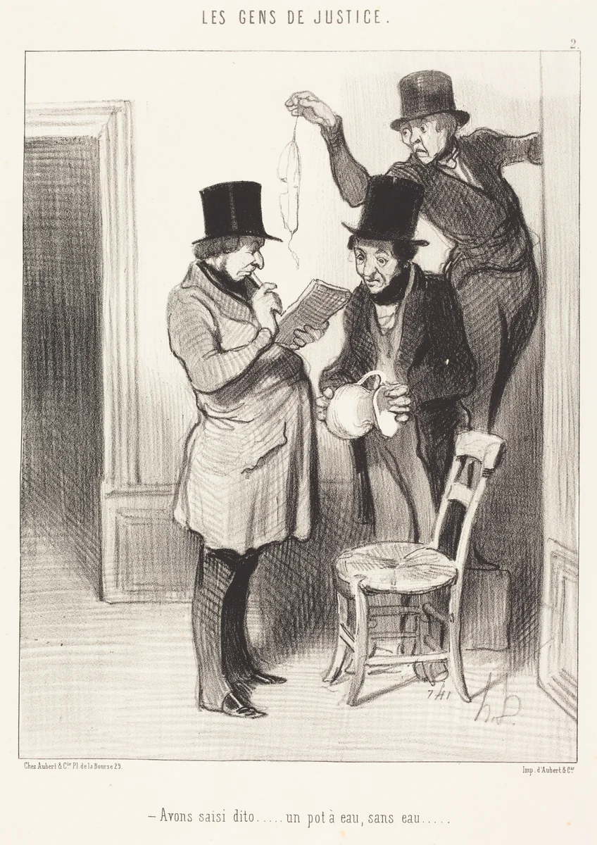 Avons saisi dito... un pot a eau, sans eau by Honoré Daumier, print, 1845