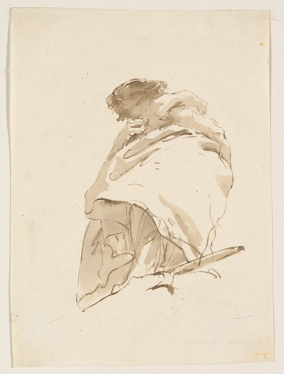 Standing Woman, Turned to the Left by Giovanni Battista Tiepolo, drawing, 1739-1760