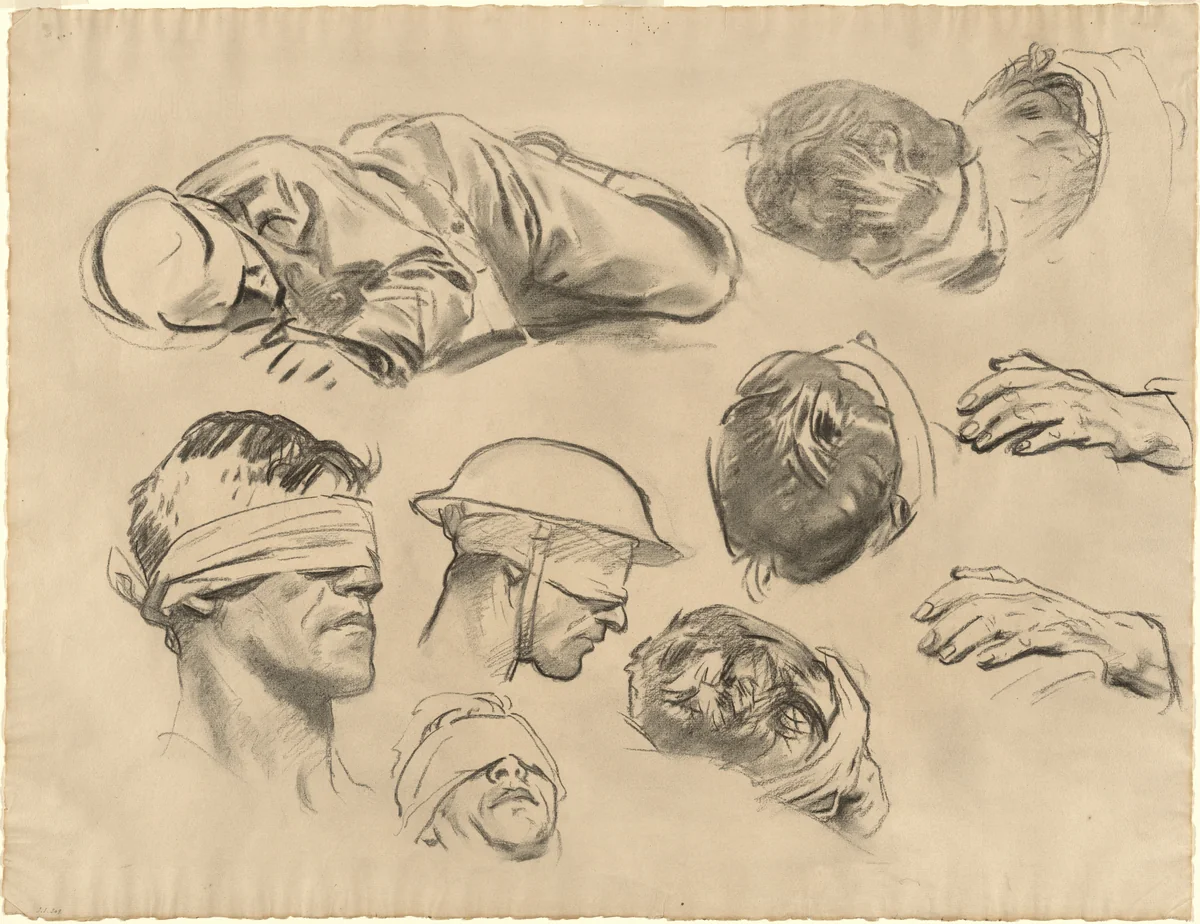 Studies for "Gassed" by John Singer Sargent, drawing, 1918-1919