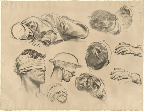 Studies for "Gassed" by John Singer Sargent, drawing, 1918-1919
