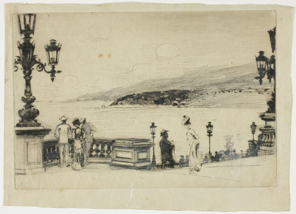 Study for The Terrace, Monte Carlo by Theodore Roussel, drawing, 1905-1906
