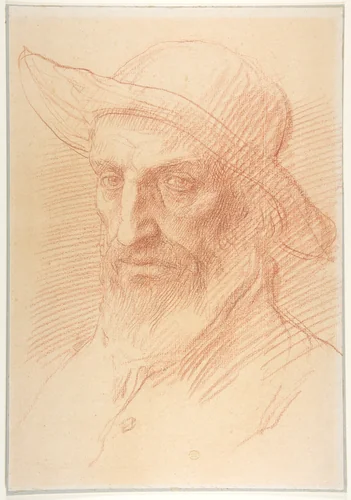 Head of a Gamekeeper by Alphonse Legros, drawing, 1837-1911