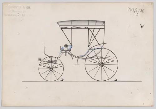 Design for Cabriolet (?) Phaeton, no. 3226 by Brewster & Co., drawing, 1876