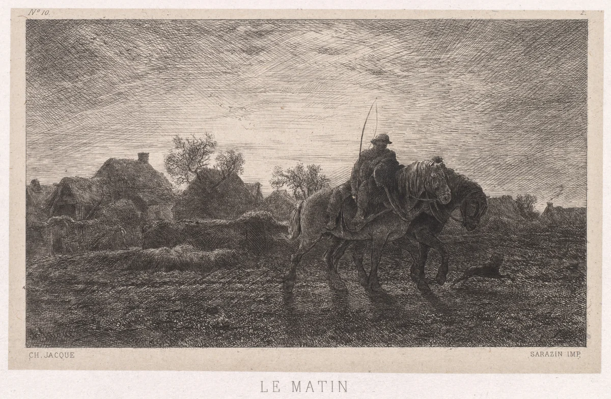 Morning by Charles-Émile Jacque, print, 1859-1869