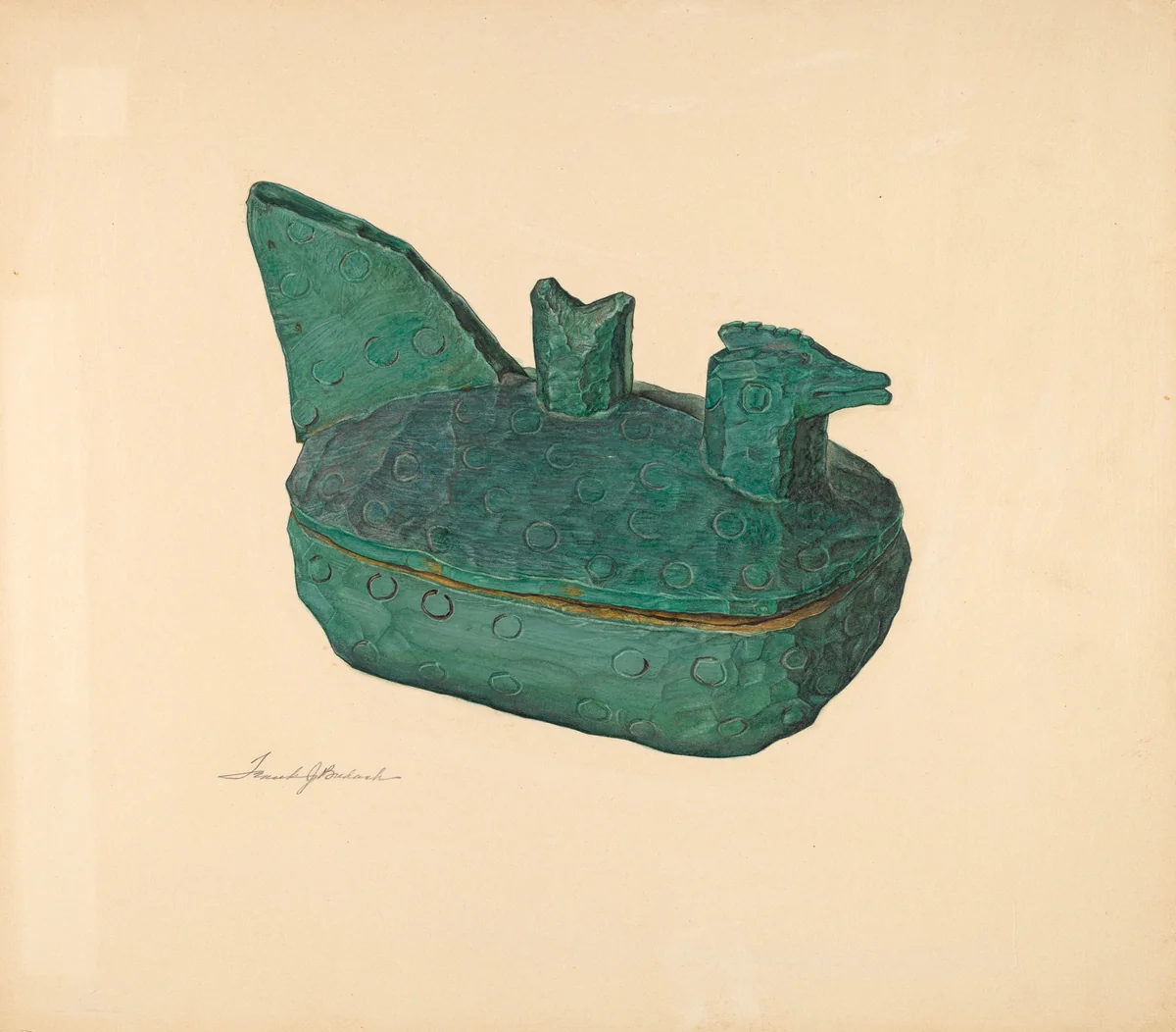 Whittled Bowl with Lid: "Hen on Nest" by Frank Budash, index of american design, 1935-1942