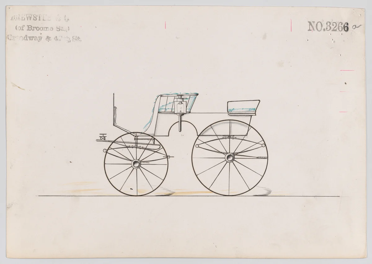Design for T-Cart, no. 3266a by Brewster & Co., drawing, 1876
