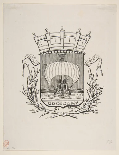 Coat-of-Arms Symbolic of the City of Paris with the motto: It Rocks But Does Not Sink by Charles Meryon, print, 1854