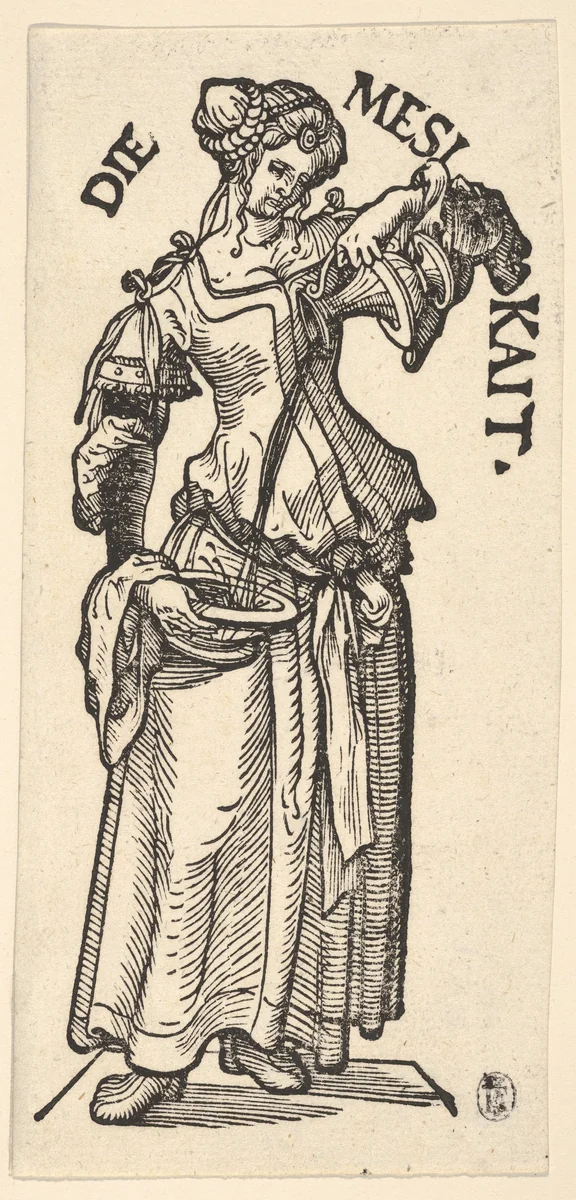 Temperance (Die Mesikait), from "The Seven Virtues" by Hans Burgkmair, print, 1498-1531