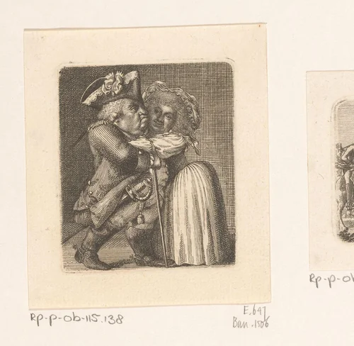 Twee dansende kleine mensen (karikaturen) by Daniel Nikolaus Chodowiecki, print, 1790