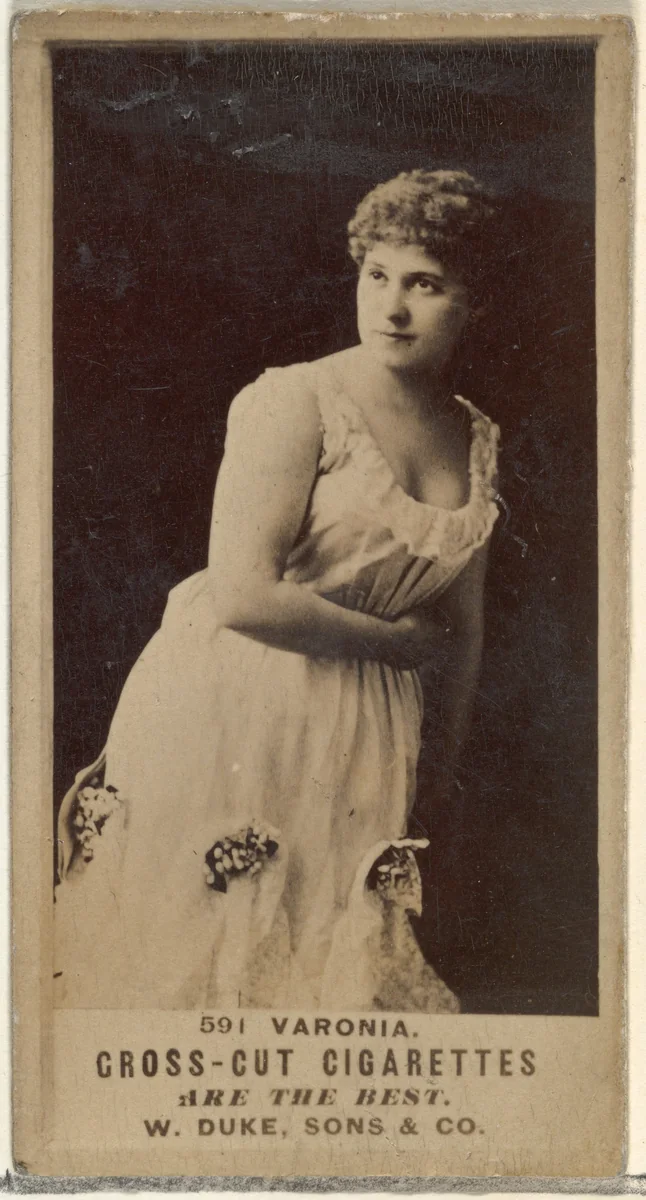 Card Number 591, Varonia, from the Actors and Actresses series (N145-3) issued by Duke Sons & Co. to promote Cross Cut Cigarettes by W. Duke, Sons & Co., photograph, 1880-1889
