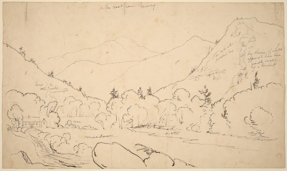 On the Road from Conway by Thomas Cole, drawing, 1827-1828