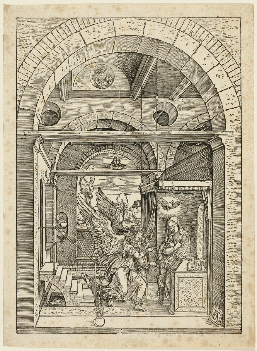 The Annunciation, from The Life of the Virgin by Albrecht Dürer, print, 1590-1600