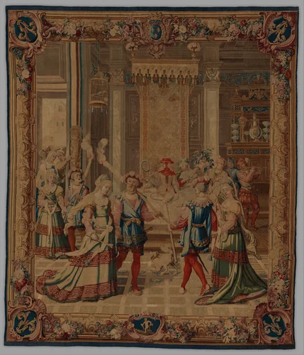 January from a set of The Months of Lucas by Master of the Months of Lucas, textile, 1732-1737