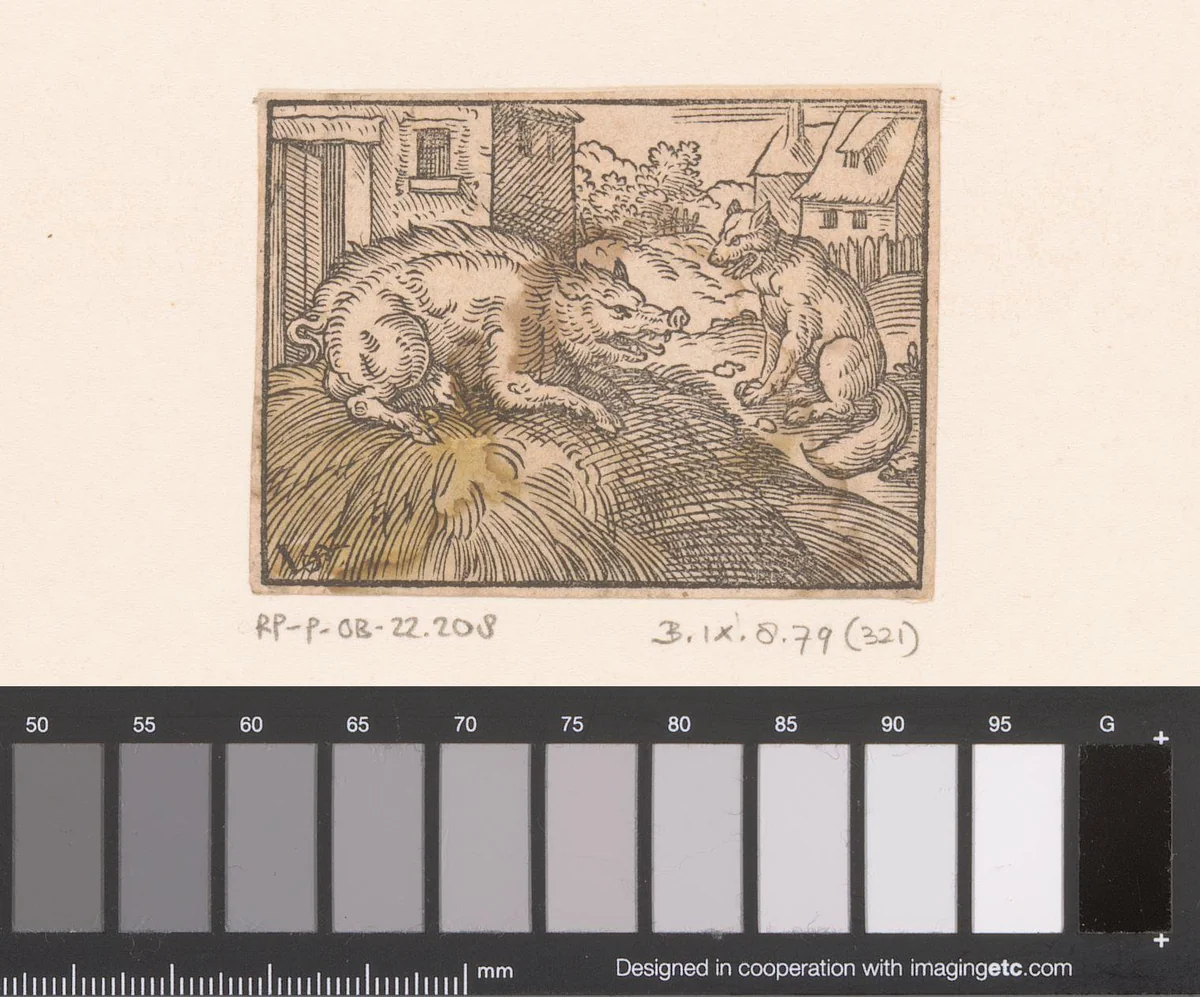 Fabel van de hond en de zeug by Unknown, print, 1566