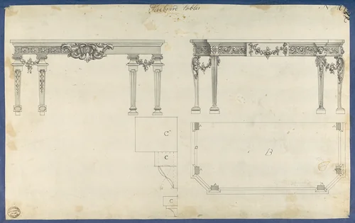 Sideboard Tables, from Chippendale Drawings, Vol. II by Thomas Chippendale, drawing, 1760