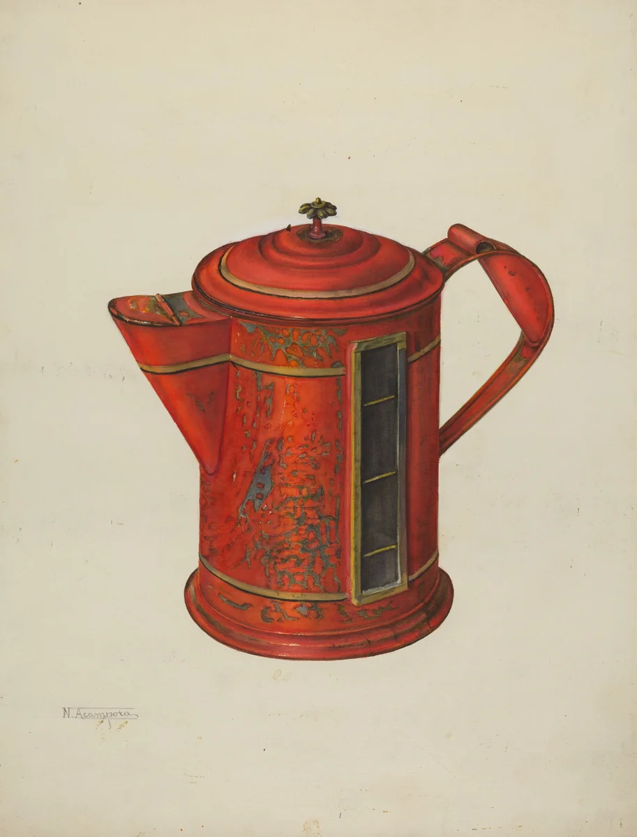 Toleware Coffee Pot by Nicholas Acampora, index of american design, 1935-1942