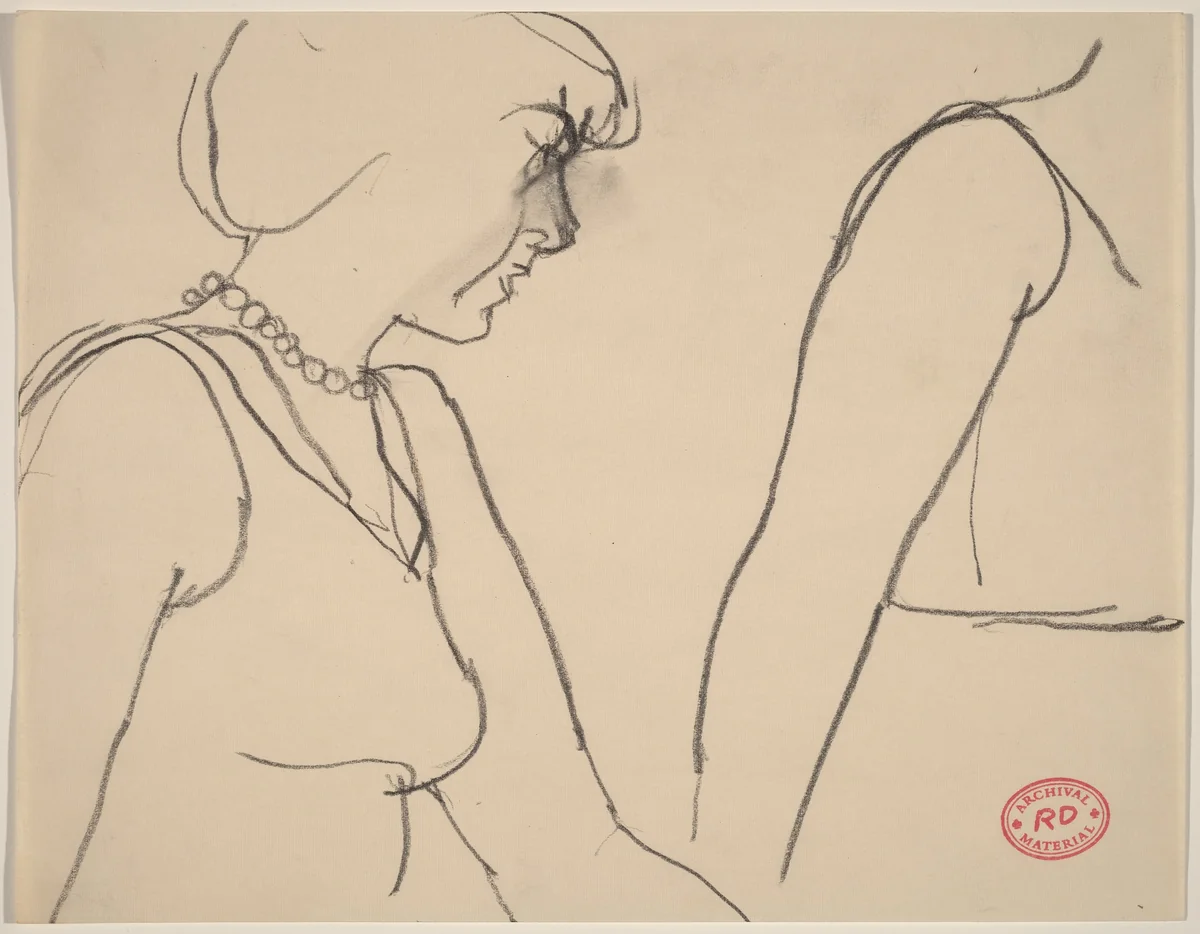 Untitled [two women, one wearing pearls] by Richard Diebenkorn, drawing, 1955-1967