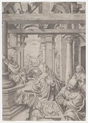 The Adoration of the Shepherds by Frans Crabbe van Espleghem, print, 1517-1530