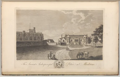 The Ancient Archiepiscopal Palace at Maidstone, from Edward Hasted's, The History and Topographical Survey of the County of Kent, vols. 1-3 by Richard Bernard Godfrey, book, 1782
