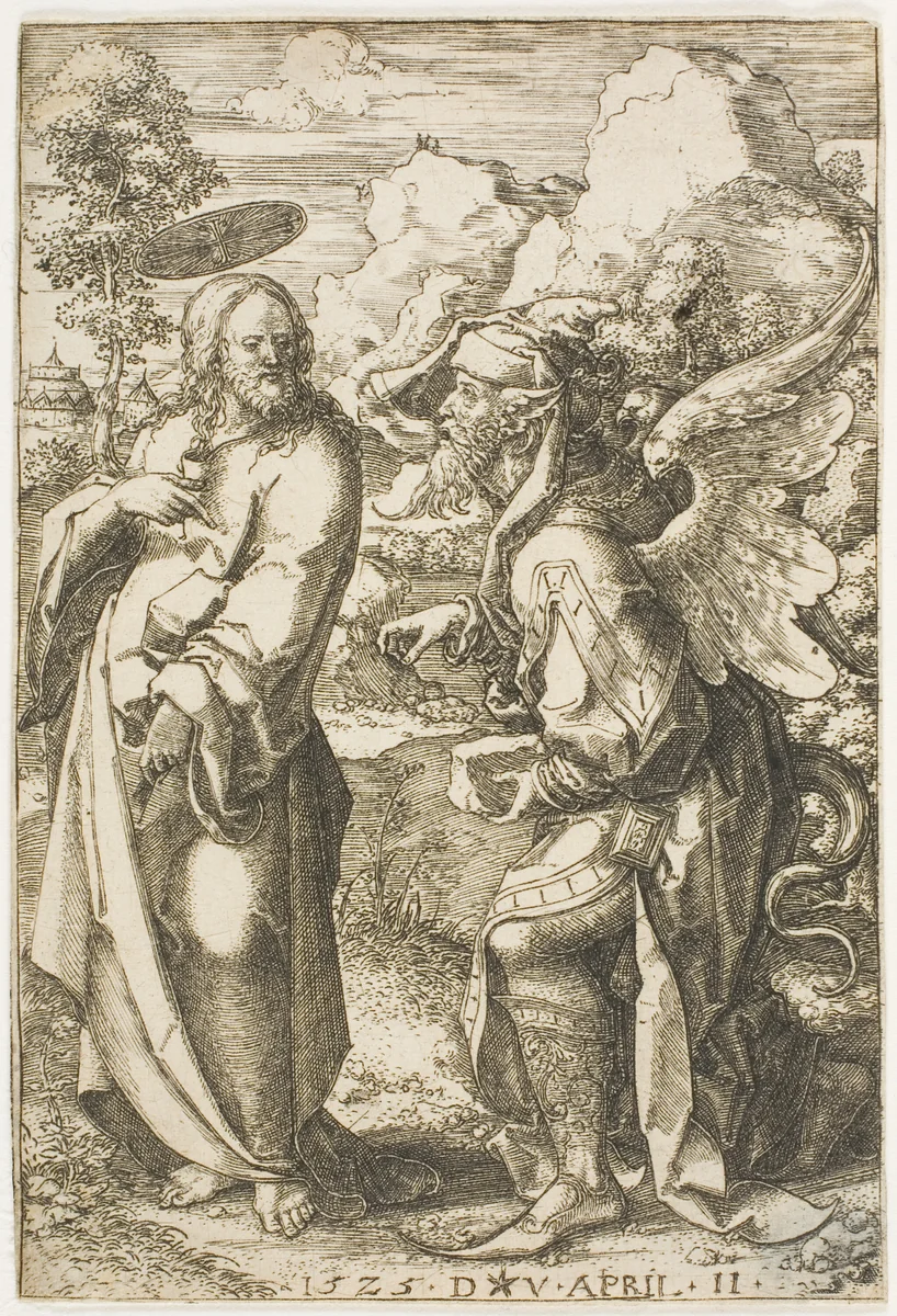 Christ Tempted by the Devil by Dirk Vellert, print, 1525