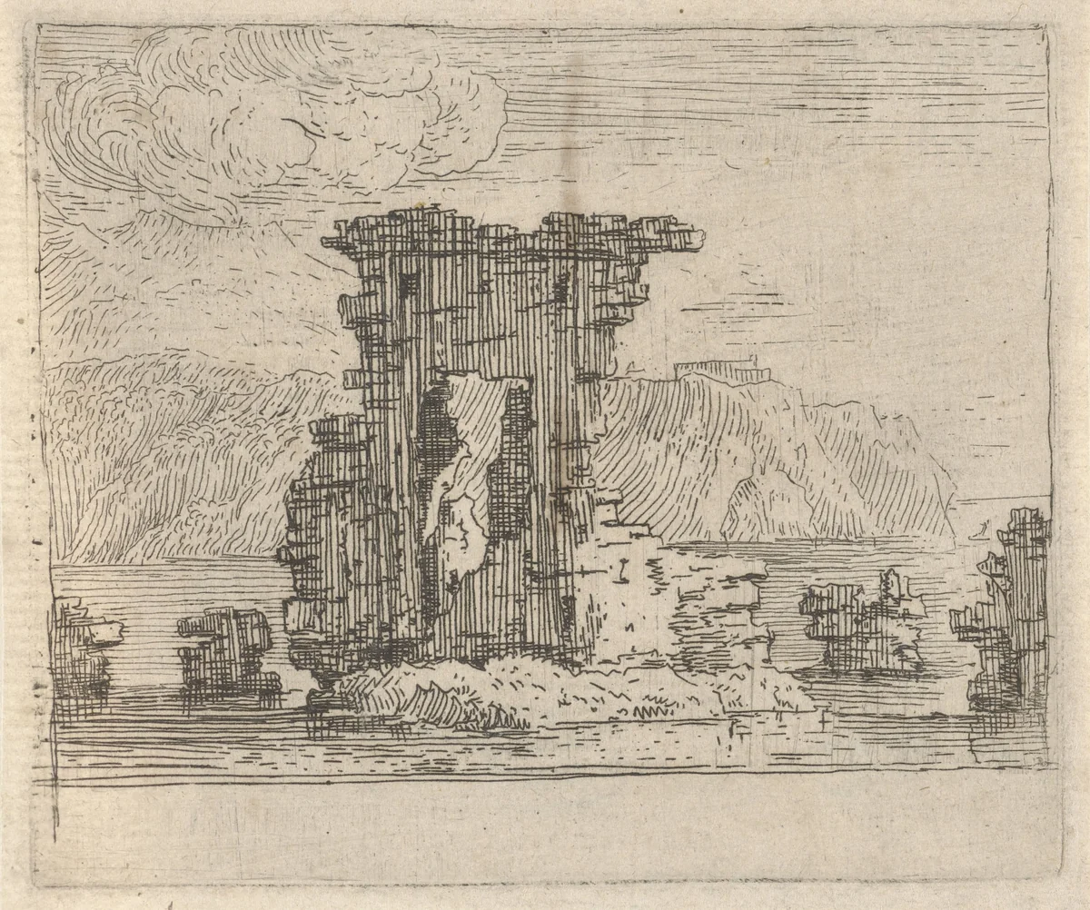 Ruïne by Govert van der Leeuw, print, 1655-1688