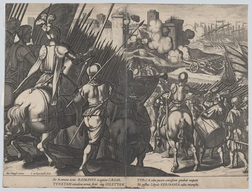 Plate 4: The victory of Goleta, near Tunis, from "Triumphs of Charles V" by Jacques de Gheyn, print, 1614
