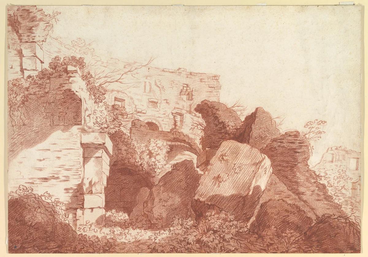 Ruins of the Palatine Hill by Joseph-Benoît Suvée, drawing, 1770-1780