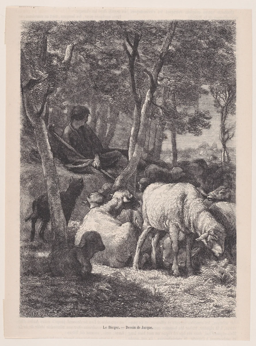 The Shepherd, from "Le Magasin Pittoresque" by Charles Jacque, print, 1848-1864
