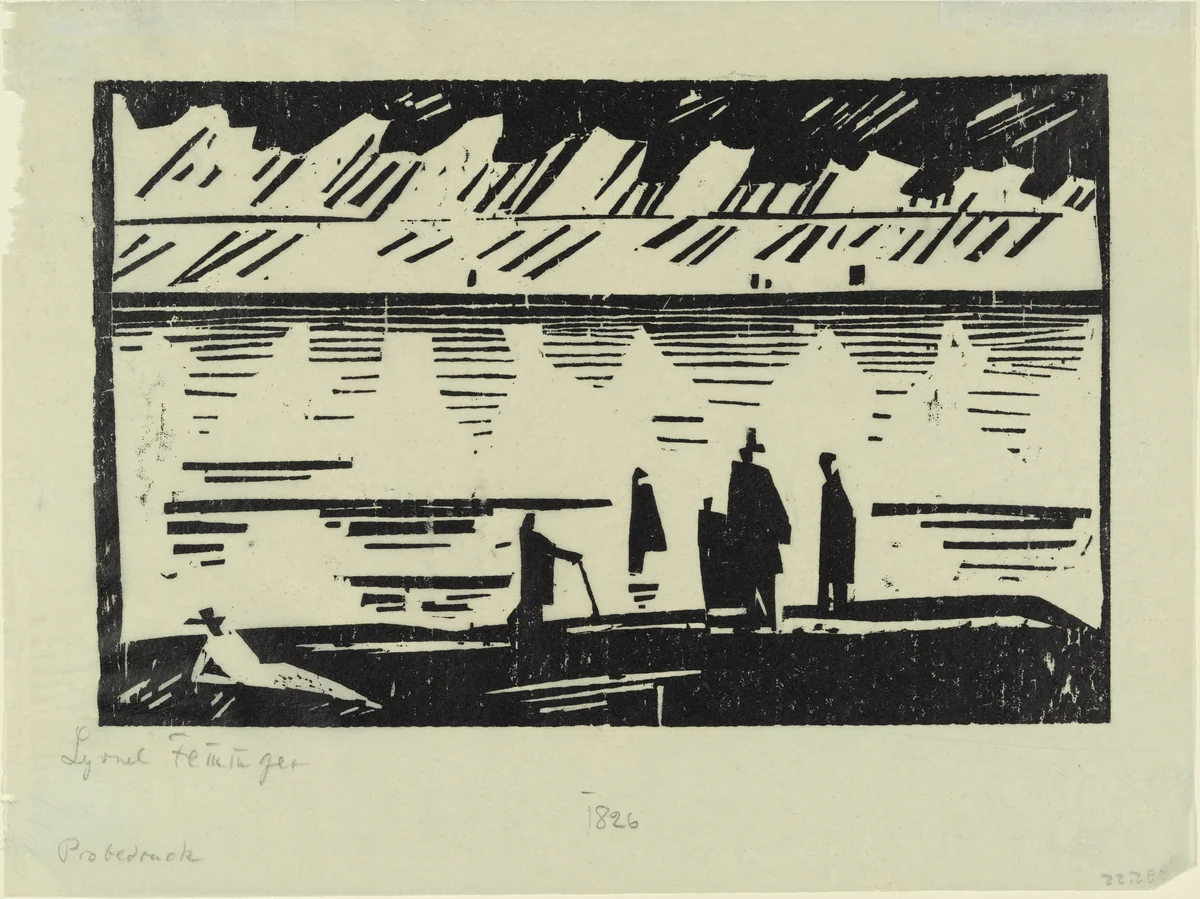 Rainy Day on the Beach (Regentag am Strande) for the portfolio Twelve Woodcuts by Lyonel Feininger by Lyonel Feininger, print, 1918