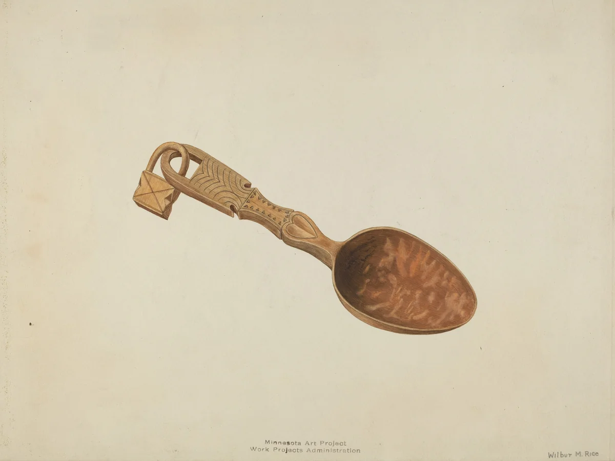 Wooden Spoon by Wilbur M Rice, index of american design, 1937