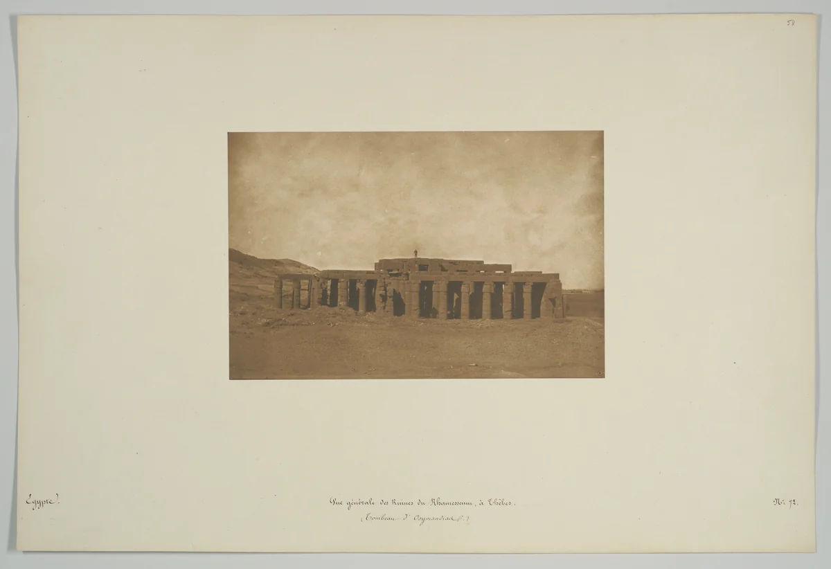 Vue générale des Ruines du Rhamesseum, à Thèbes (Tombeau d'Osymandian) by Maxime Du Camp, photograph, 1850