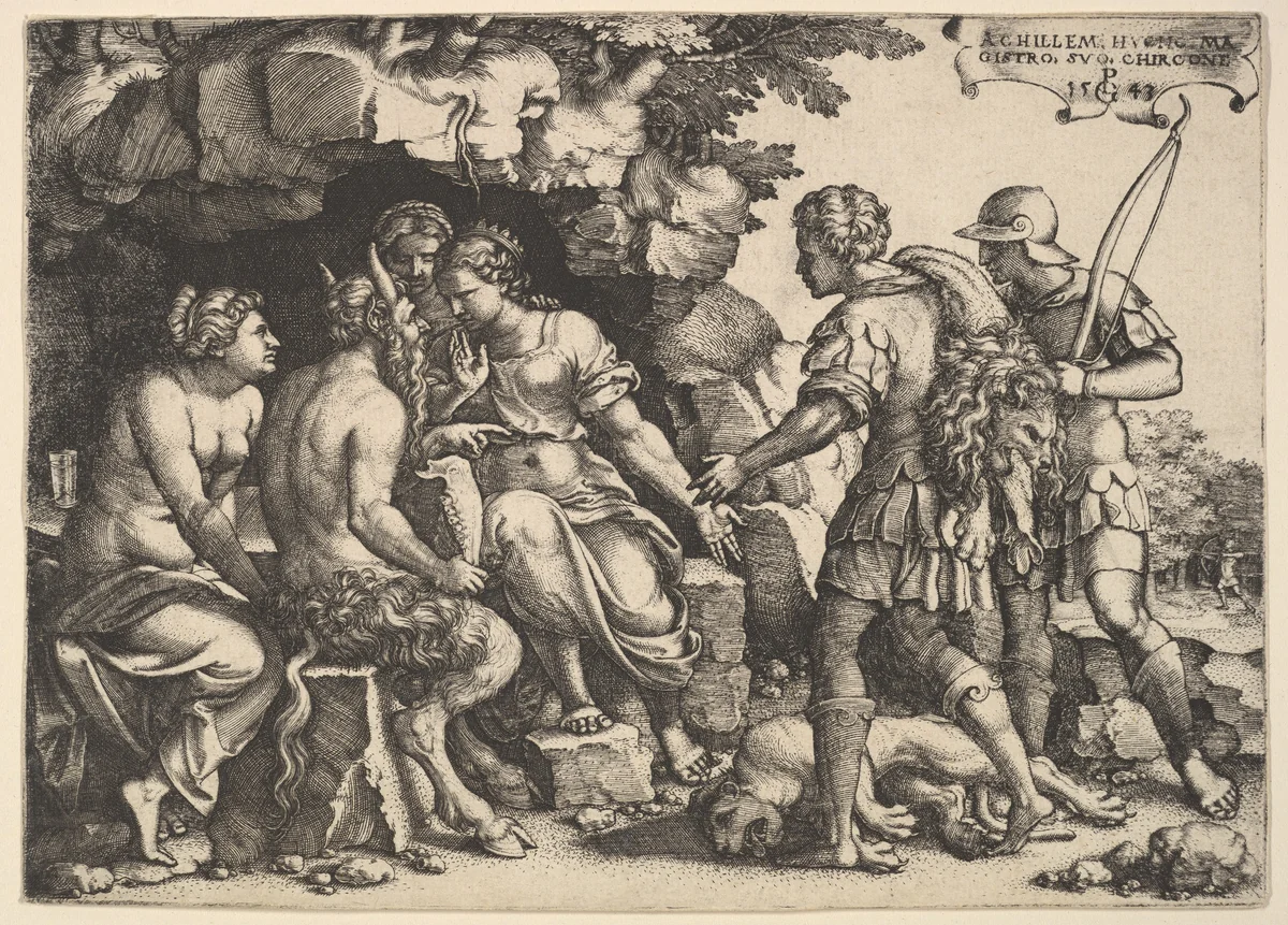 Thetis and Chiron by Georg Pencz, print, 1543