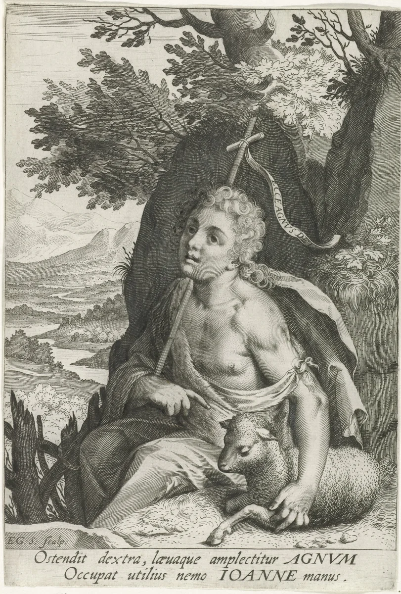Johannes de Doper als kind by Unknown, print, 1580-1629