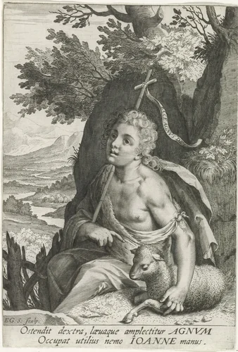 Johannes de Doper als kind by Unknown, print, 1580-1629