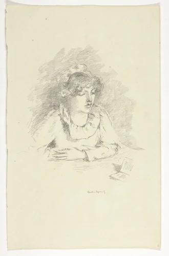 La Liseuse—The Reader, Lamplight by Theodore Roussel, print, 1890-1894