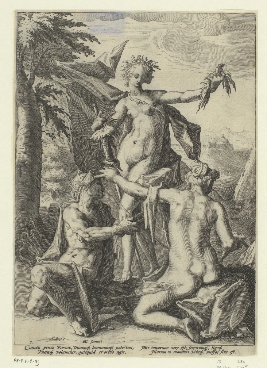 Drie schikgodinnen by Unknown, print, 1588