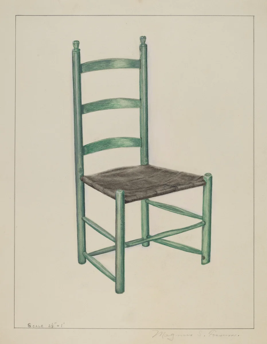 "Ladder Back" Chair - Called "Jolting Chair" by Magnus S. Fossum, index of american design, 1936