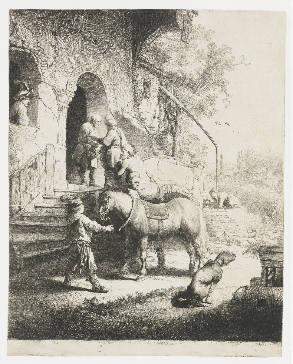 The good Samaritan by Rembrandt van Rijn, print, 1633