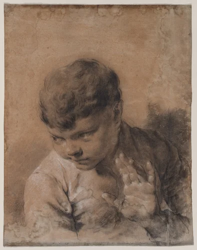 A Portrait of the Artist's Son Giacomo by Giovanni Battista Piazzetta, drawing, 1682-1754
