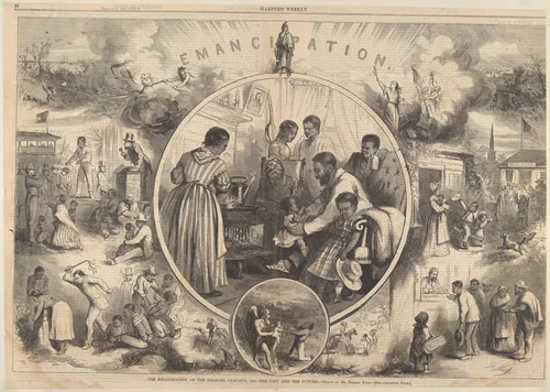 Emancipation of the Negroes – The Past and the Future (from "Harper's Weekly") by Thomas Nast, print, 1863