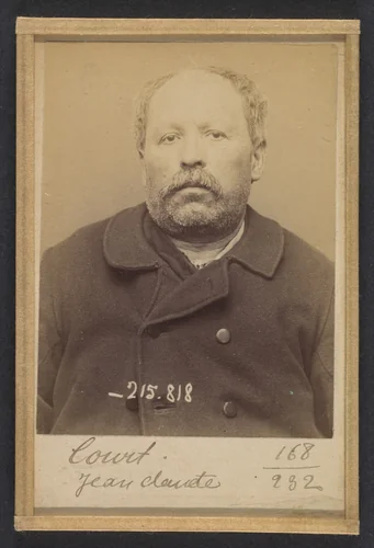 Court. Jean-Claude. 58 ans, né à Cherissey-le-M. (Haute-Savoie). Marchand de pains d'épices. Anarchiste. 17/3/94 by Alphonse Bertillon, photograph, 1894